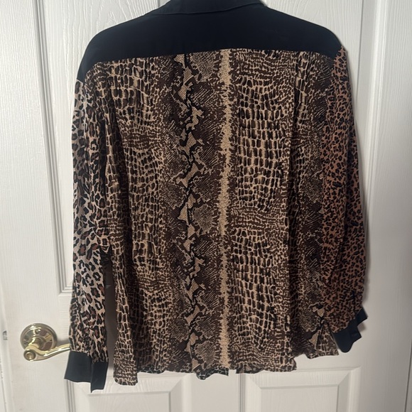 Allison Taylor Brown and Black Silk Blouse leopard size medium - Picture 5 of 5